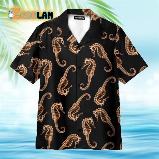 Seahorse X Ray In Black Hawaiian Shirt