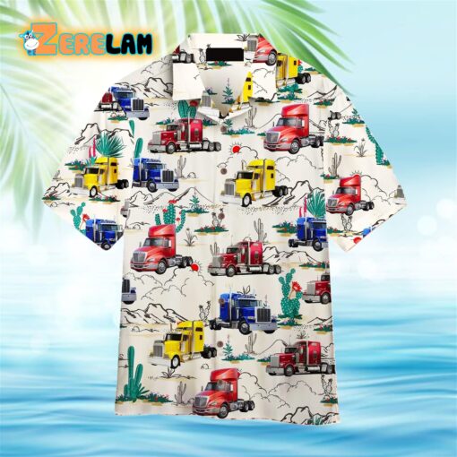 Semi Trailer Truck Aloha Hawaiian Shirt
