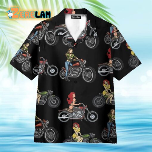 Sexy Girl Drive Motorbike Hawaiian Shirt