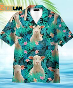 Sheep In Tropical Green Leaves Hawaiian Shirt