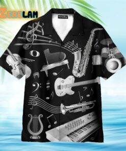 Silver Musical Instrument Hawaiian Shirt