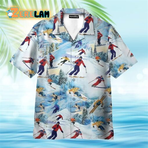 Skiing Men’s Hawaiian Shirt