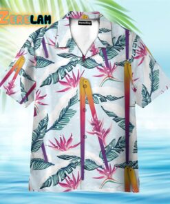 Skiing Palm Tropical Leaves Pattern Hawaiian Shirt