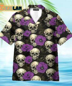 Skull And Purple Flower Tropical Hawaiian Shirt