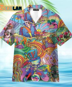 Skull Colorful Printed Casual Abstract Hippie Hawaiian Shirt