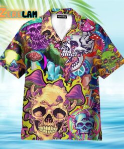 Skull Colorful Printed Casual Abstract Hippie Style Hawaiian Shirt