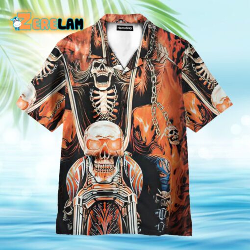 Skull Gangster Biker Ride Or Die Motorcycles Racing Hawaiian Shirt