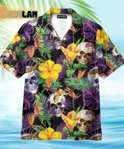 Skull Tropical Leaves Pattern Hawaiian Shirt