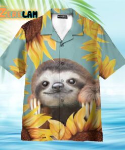 Sloth With Sunflowers Tropical Hawaiian Shirt