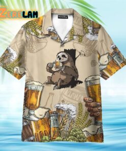 Sloth and Beer Funny Hawaiian Shirt