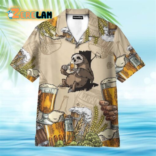 Sloth and Beer Funny Hawaiian Shirt