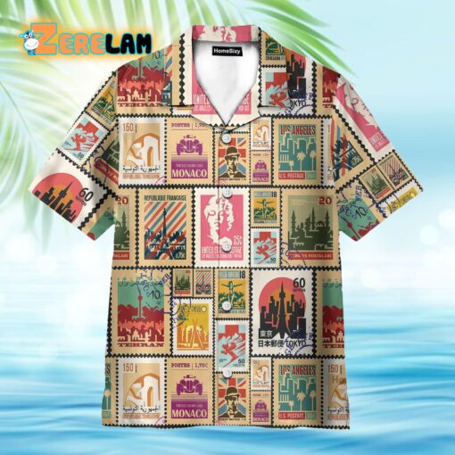 Stamps Cities World Vintage Travel Hawaiian Shirt