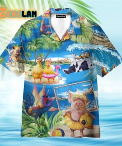 Stay Cool Duck Rooster Pig And Cow Animals Hawaiian Shirt