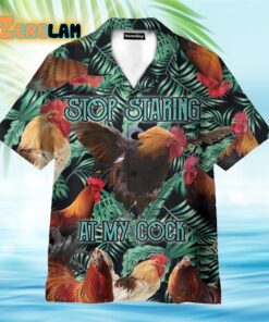 Stop Staring At My Cock Forest Leaf Pattern Hawaiian Shirt