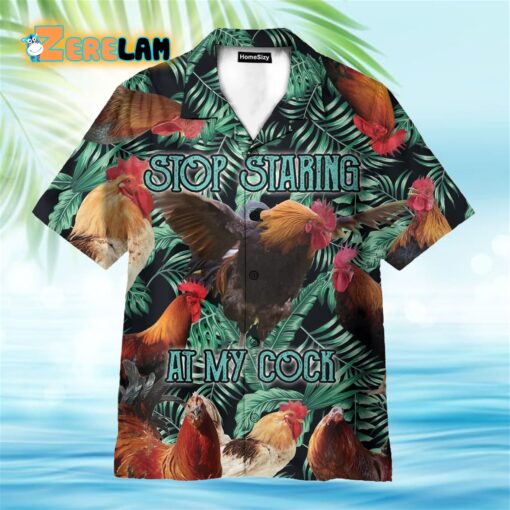 Stop Staring At My Cock Forest Leaf Pattern Hawaiian Shirt