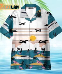 Summer Beach Flamingo And Planes Hawaiian Shirt