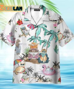 Summer Cat In Tropical Beach Hawaiian Shirt