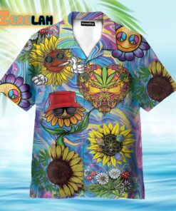 Sunflower Weed Colorful Pattern Hippie Hawaiian Shirt