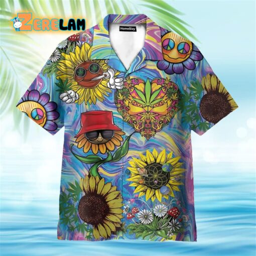 Sunflower Weed Colorful Pattern Hippie Hawaiian Shirt