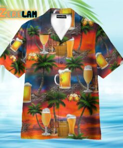 Sunset Beer In Paradise Hawaiian Shirt