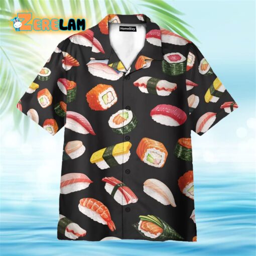 Sushi Party In Black Hawaiian Shirt