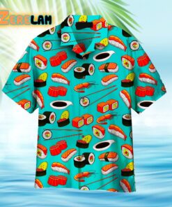 Sushi Rolls Japanese Seafood Blue Hawaiian Shirt