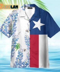 Texas Flag Bluebonnets Hawaiian Shirt
