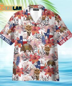 Texas Longhorn Bluebonnet And Armadillo Hawaiian Shirt