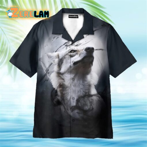 The Lone Wolf And The Moon Hawaiian Shirt