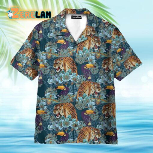 Tiger And Peacock Tropical Pattern Japanese Style Hawaiian Shirt