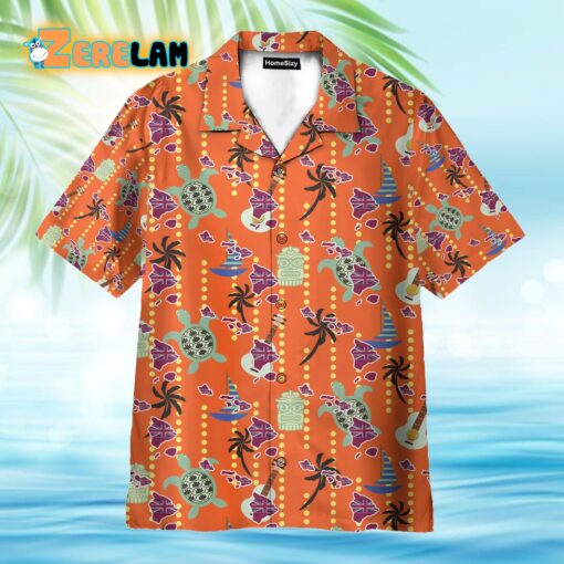 Tiki Tiki Turtle And Ukulele Summer Hawaiian Shirt