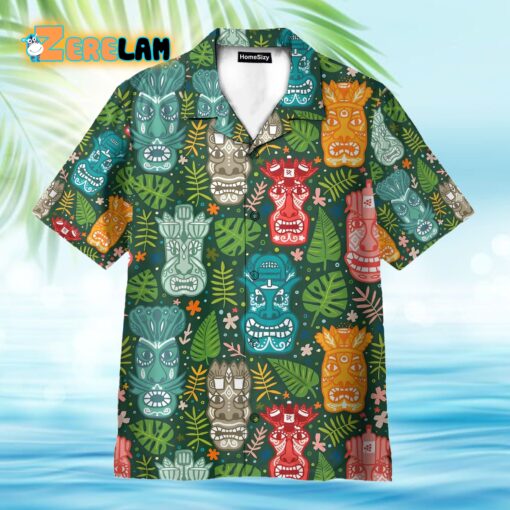 Tiki Tropical Green Hawaiian Shirt