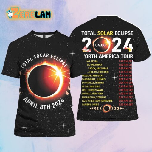 Total Solar Eclipse April 8 2024 North America Tour Shirt