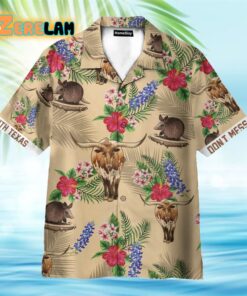 Tribal Armadillo And Longhorn Texas Pattern Hawaiian Shirt