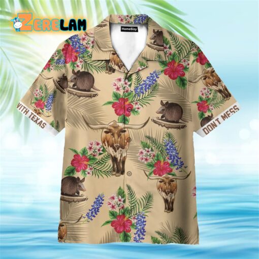 Tribal Armadillo And Longhorn Texas Pattern Hawaiian Shirt