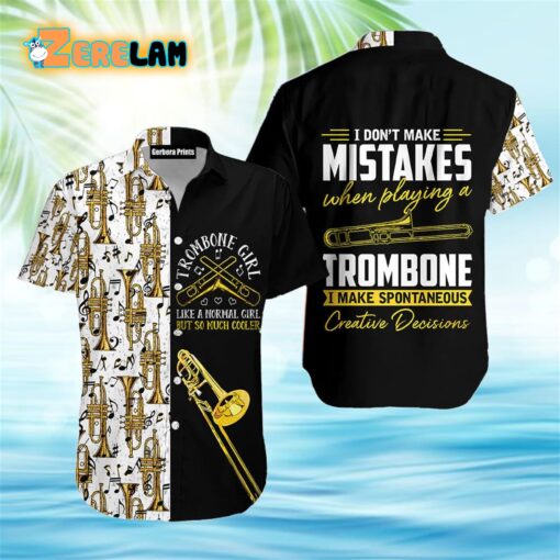 Trombone Girl Music Instrument Hawaiian Shirt