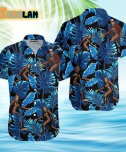 Tropical Bigfoot Blue Aloha Hawaiian Shirt