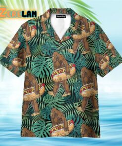 Tropical Bigfoot Carrying Hotdog Camping Hawaiian Shirt