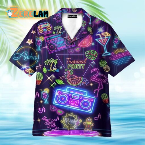 Tropical Party Neon Hello Summer Hawaiian Shirt