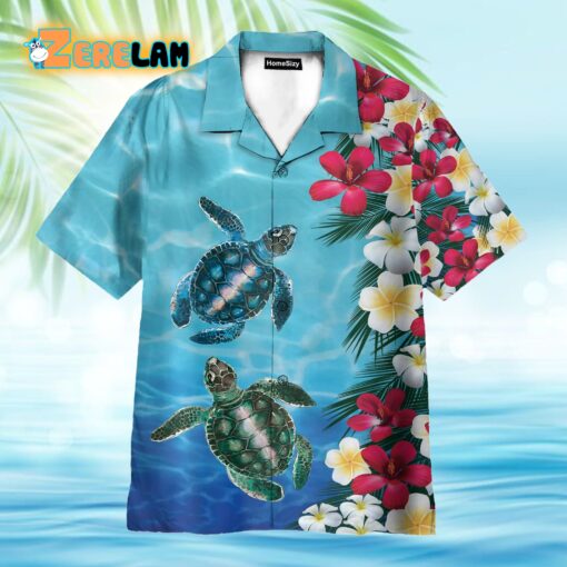 Aloha Vibes Sea Turtle & Hibiscus Hawaiian Shirt