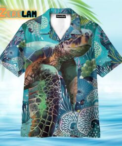 Turtle In Ocean Pattern Hawaiian Shirt