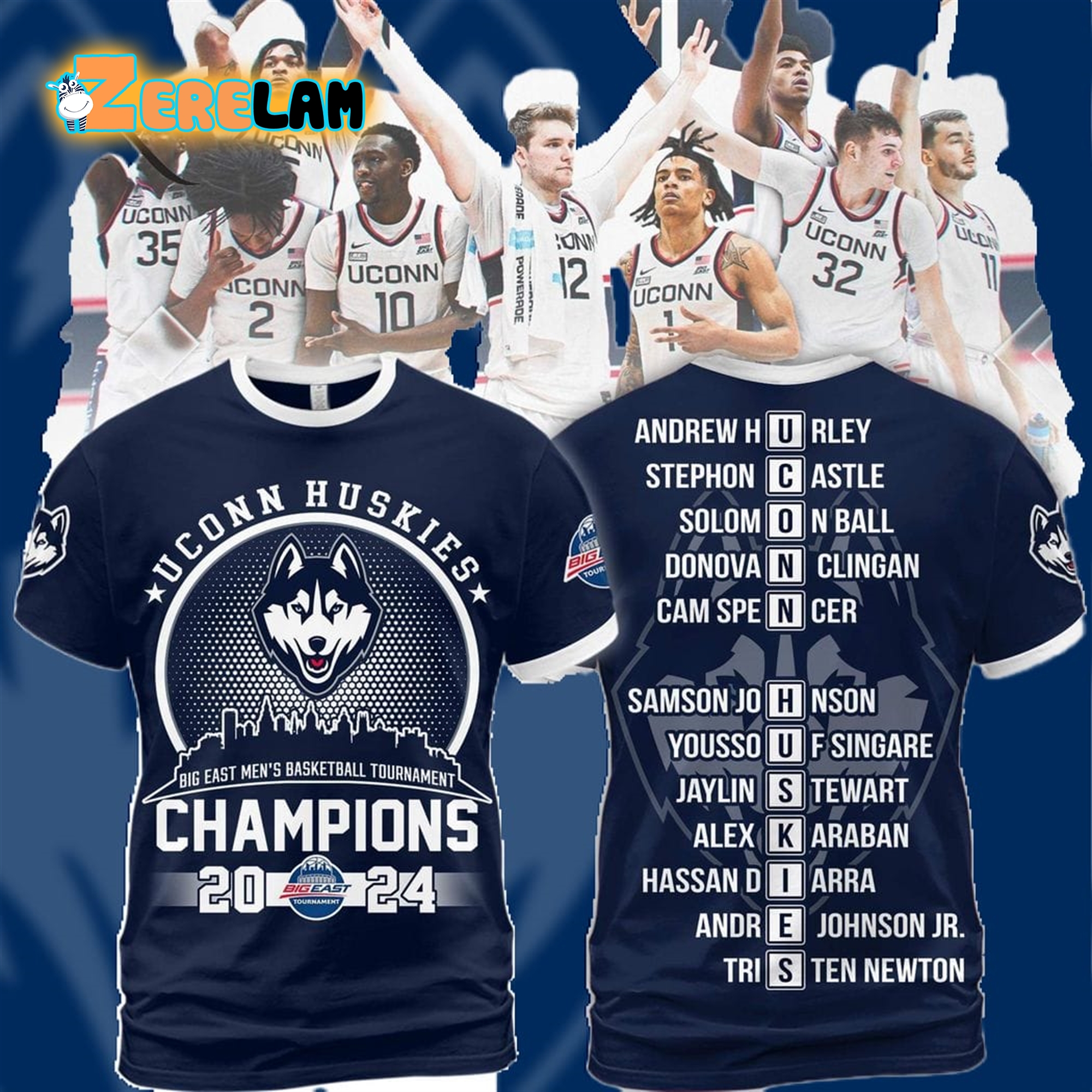 Uconn Big East Men’s Basketball Tournament Champions Shirt 2024 - Zerelam