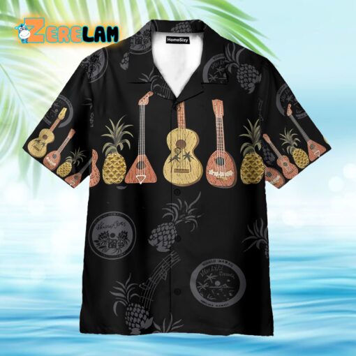 Ukulele And Pineapple Music Frame Pattern Hawaiian Shirt