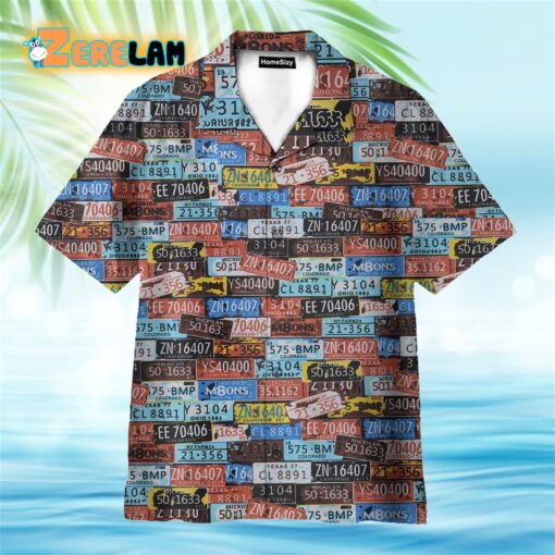 Vintage License Plate Number Hawaiian Shirt