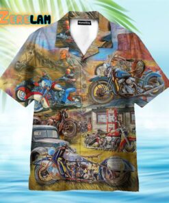 Vintage Motorcycle Native American Hawaiian Shirt