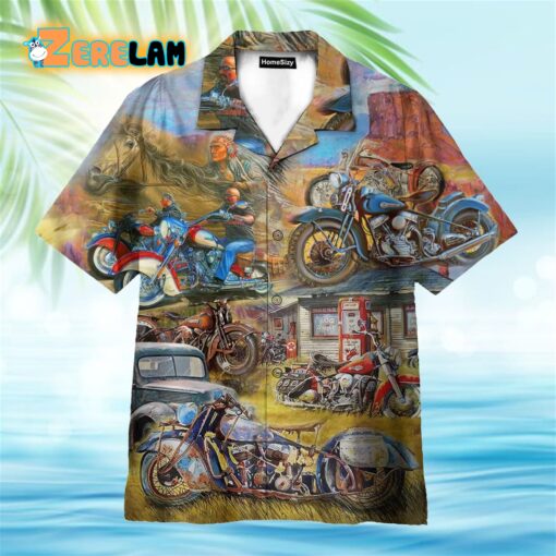 Vintage Motorcycle Native American Hawaiian Shirt