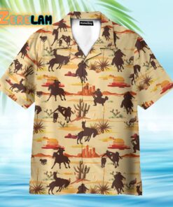 Vintage Texas Desert Cowboy Horse Racing Hawaiian Shirt