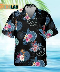Volleyball Tropical Black Aloha Hawaiian Shirt