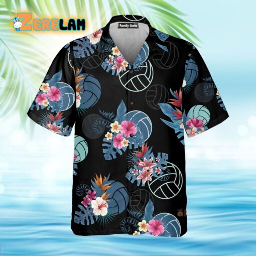 Volleyball Tropical Black Aloha Hawaiian Shirt