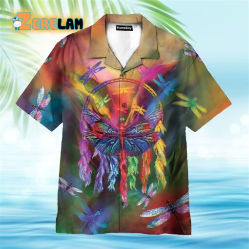 Watercolor Dragonfly And Dreamcatcher Hawaiian Shirt